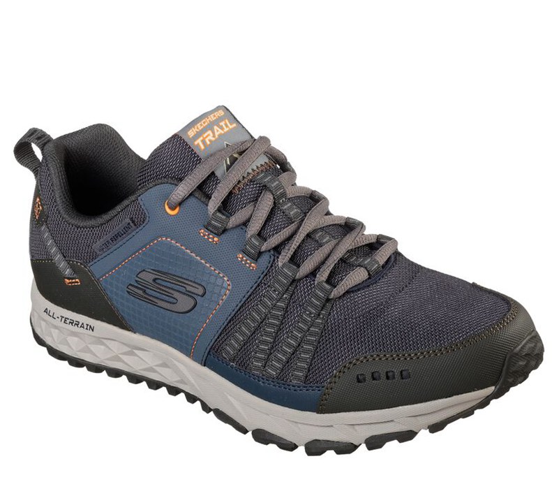 Skechers Escape Plan - Mens Hiking Boots Navy/Orange [AU-YA4413]